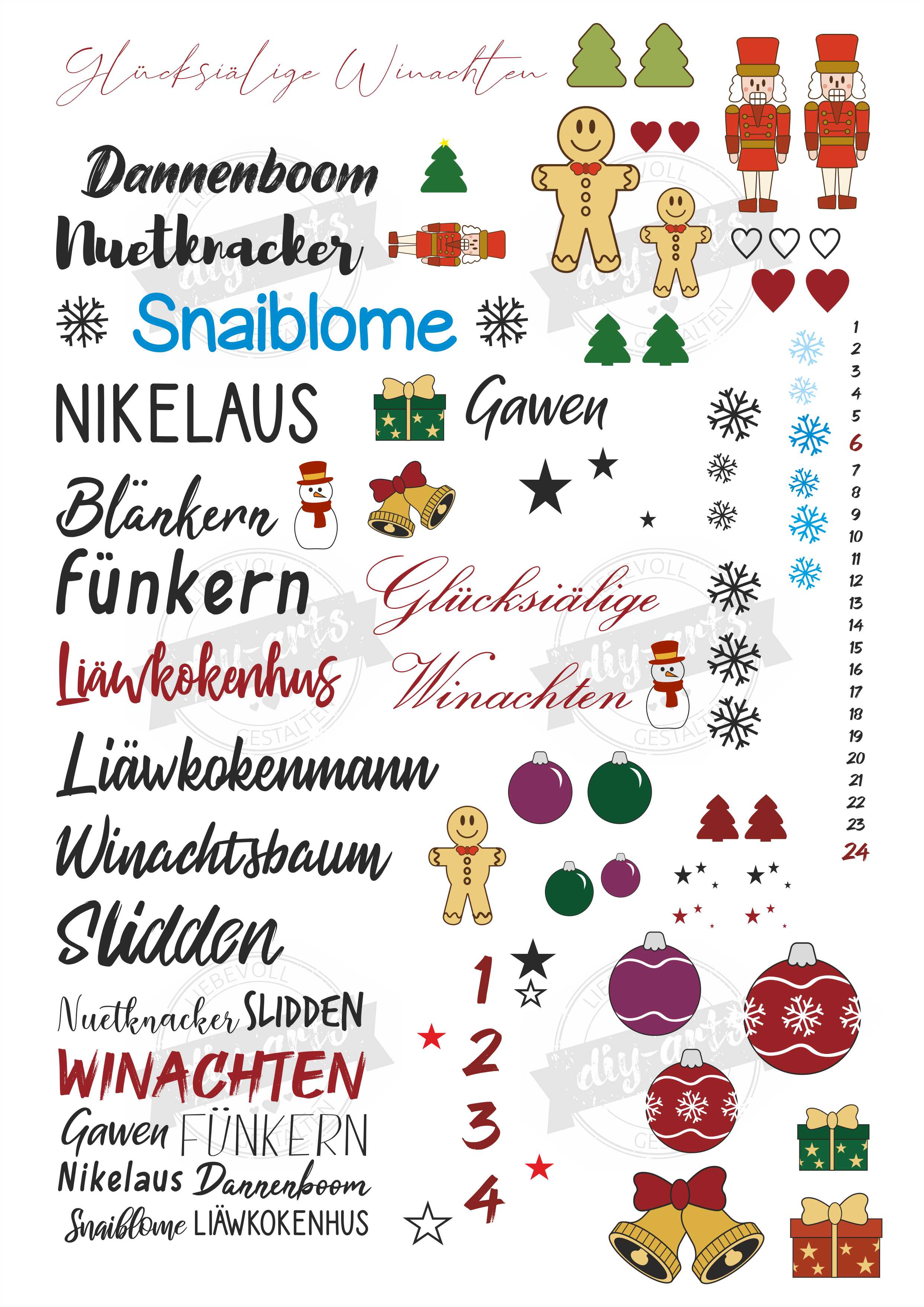 Vorlagenset "Weihnachten auf Plattdeutsch"